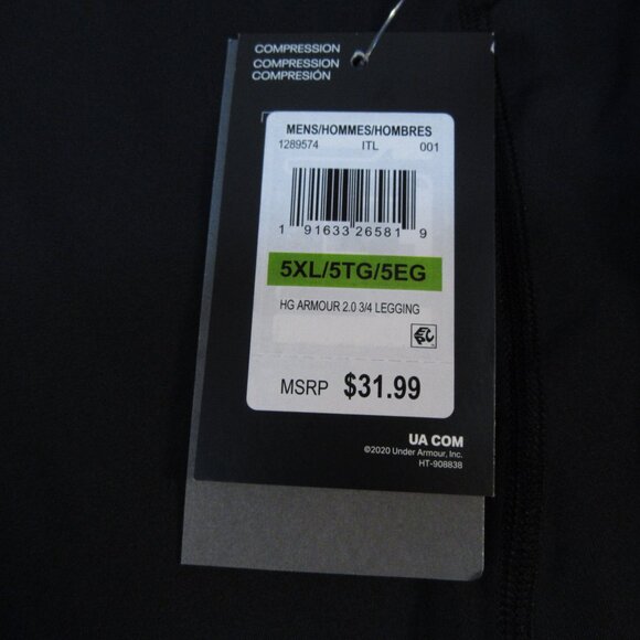 Under Armour HeatGear 2.0 ¾ Compression Leggings – Size 5XL – Black – NWT - Picture 5 of 12